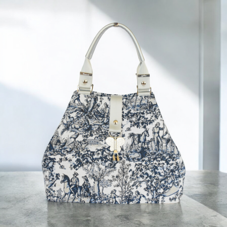 Sac au motif toile de Jouy bleu