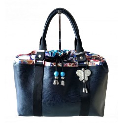 Grand sac cuir- Provence, marine