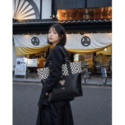 Sac Miyako – Esprit Géométrique, cuir noir