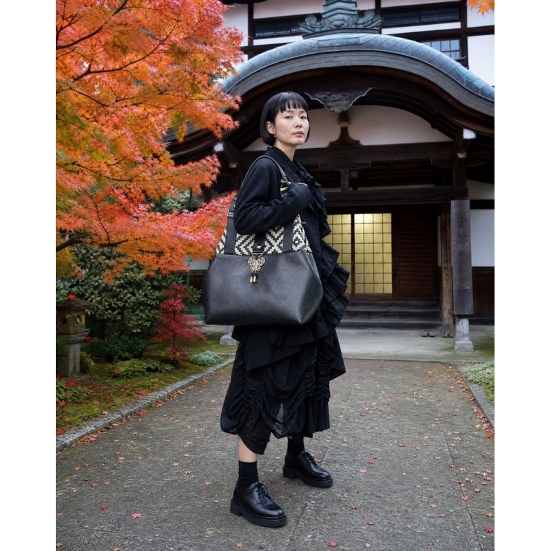 Sac Miyako – Esprit Géométrique, cuir noir