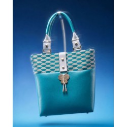 Sac Kobe – Esprit Géométrique, cuir turquoise