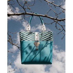 Sac Kobe – Esprit Géométrique, cuir turquoise