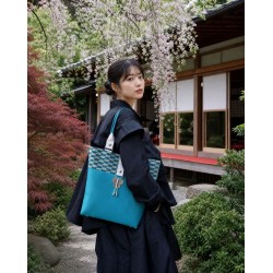 Sac Kobe – Esprit Géométrique, cuir turquoise