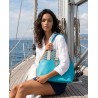 Sac Miyako – Esprit Géométrique, cuir turquoise