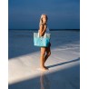 Sac Miyako – Esprit Géométrique, cuir turquoise