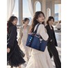 Grand sac cuir- Provence, marine