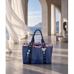Grand sac cuir- Provence, marine