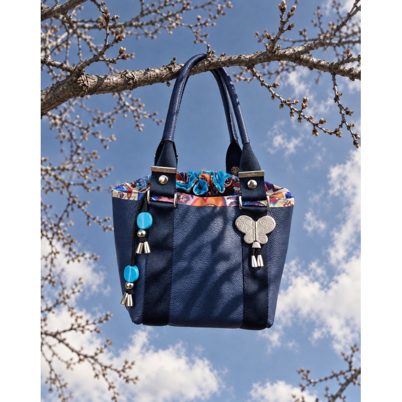 Petit sac cuir bleu marine - Provence - Miyadori-do - Comme les papillons