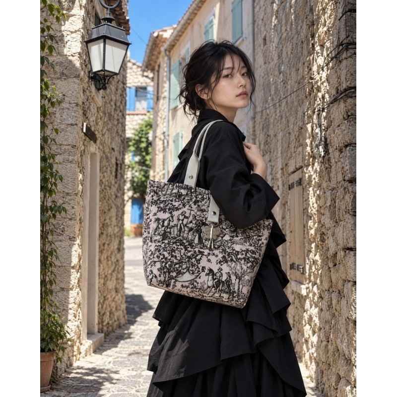 Grand sac cabas Toile de Jouy - Miyadori-do - Comme les papillons