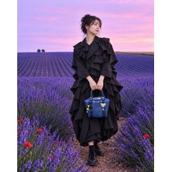 Petit sac cuir bleu marine - Provence - Miyadori-do - Comme les papillons