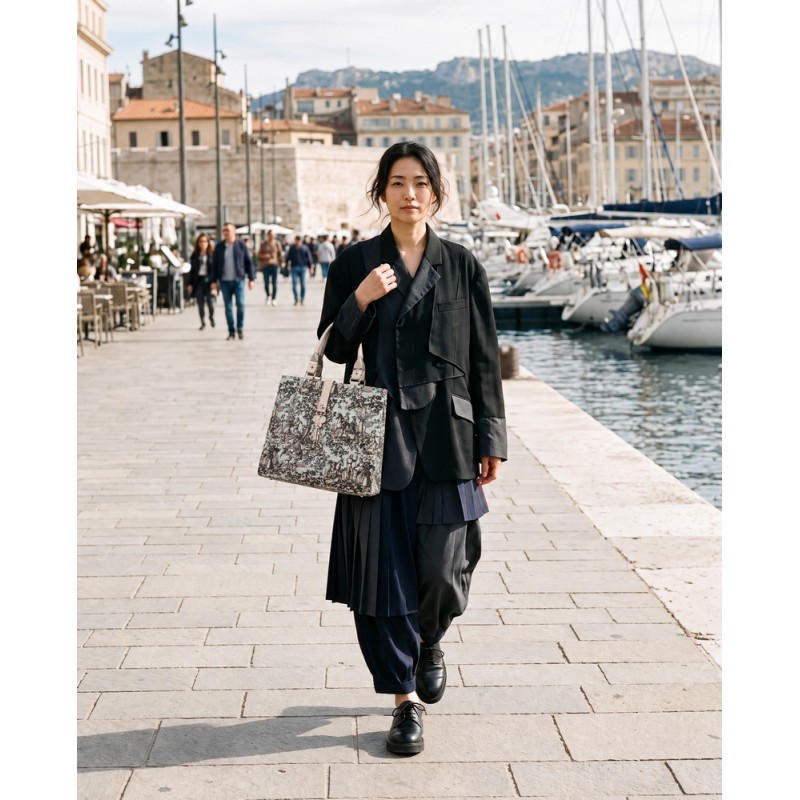 Grand sac cabas Toile de Jouy - Miyadori-do - Comme les papillons