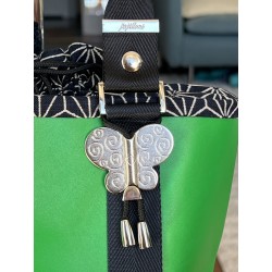 Petit sac cuir vert vif - Japon - Miyadori-do - Comme les papillons