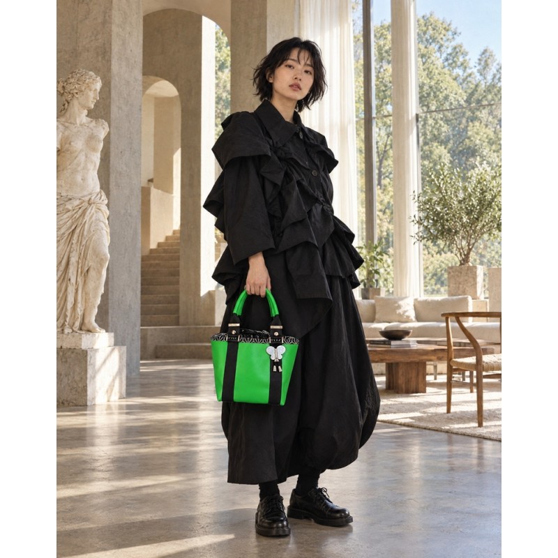 Petit sac cuir vert vif - Japon - Miyadori-do - Comme les papillons