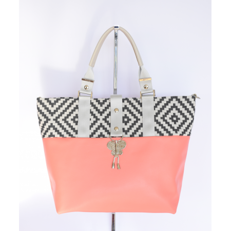 Miyako cuir corail damiers noirs