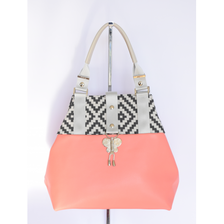 Miyako cuir corail damiers noirs