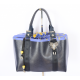 Grand cuir marine - tissu abeille bleu lavande