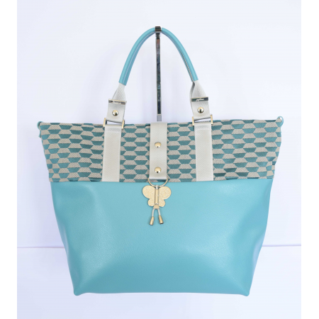 Miyako cuir turquoise damiers turquoise