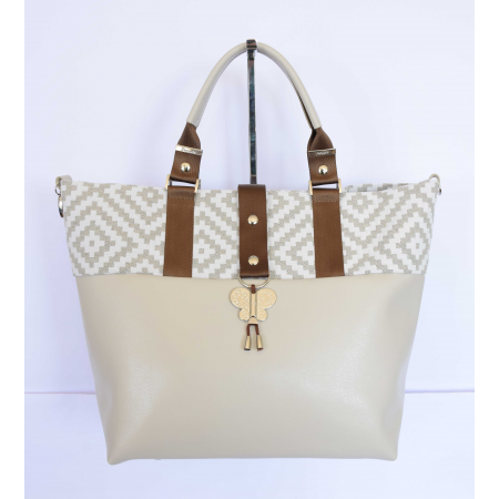 Miyako cuir beige damiers beige