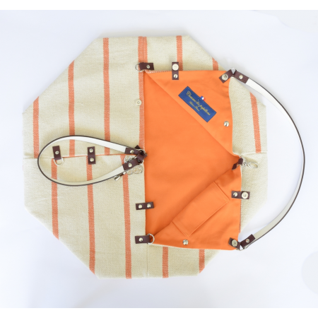 Hana, le sac fleur rayé orange