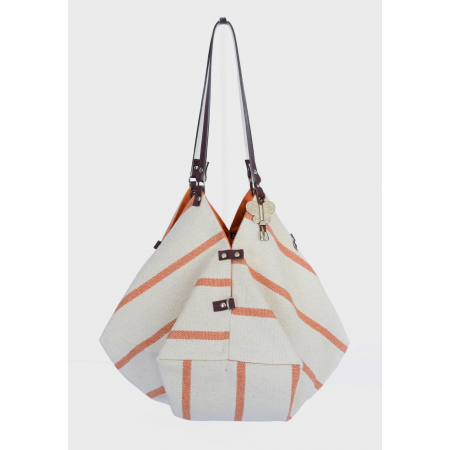 Hana, le sac fleur rayé orange