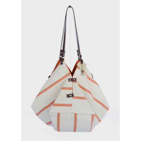 Hana, le sac fleur rayé orange